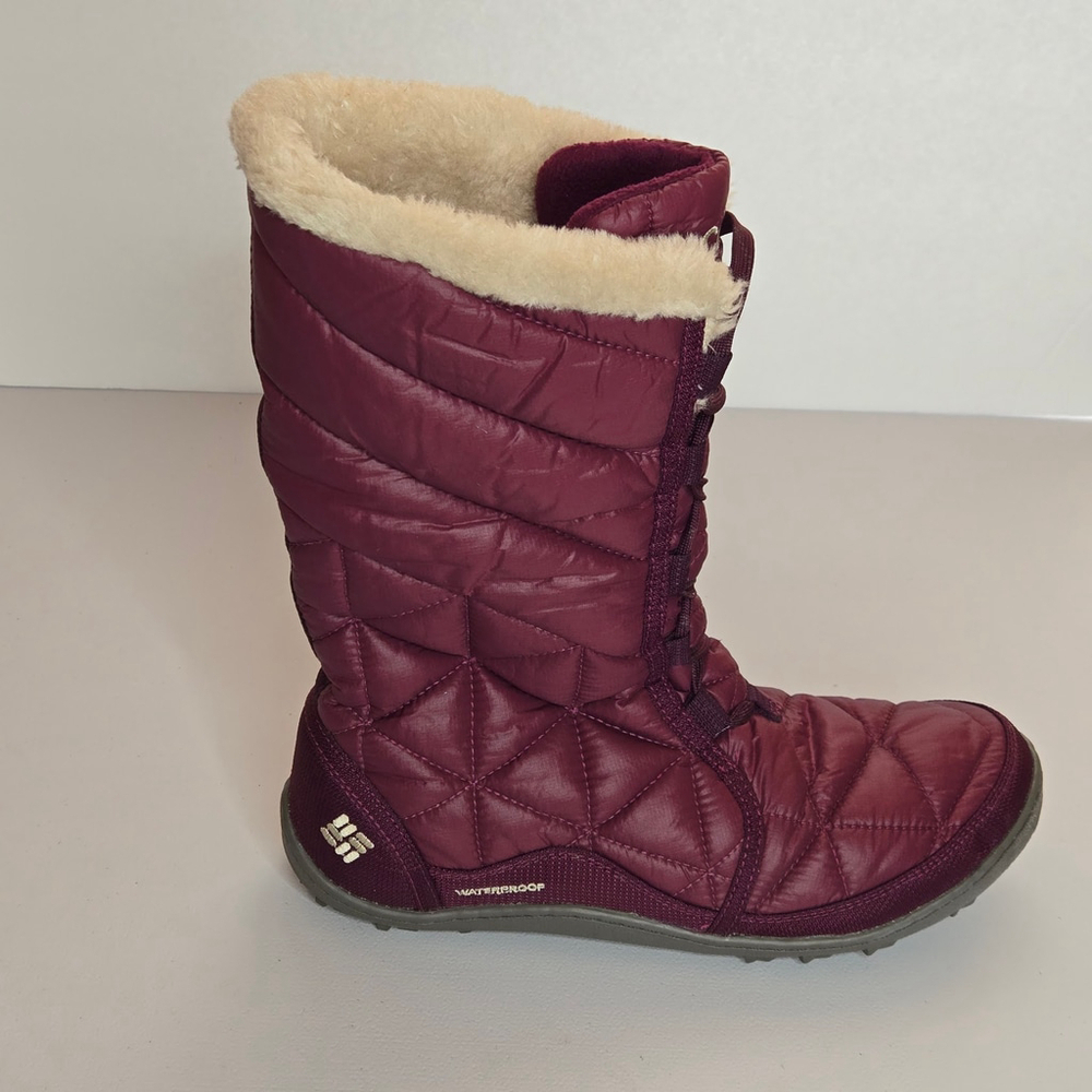 Columbia Powder Summit II Purple Burgundy Faux Fur Insulated Quilted Boots Sz 9